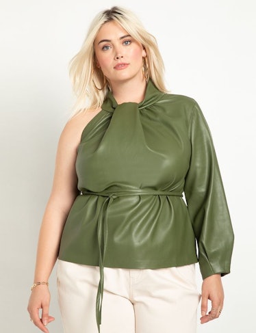 Eloquii One-Shoulder Leather Top