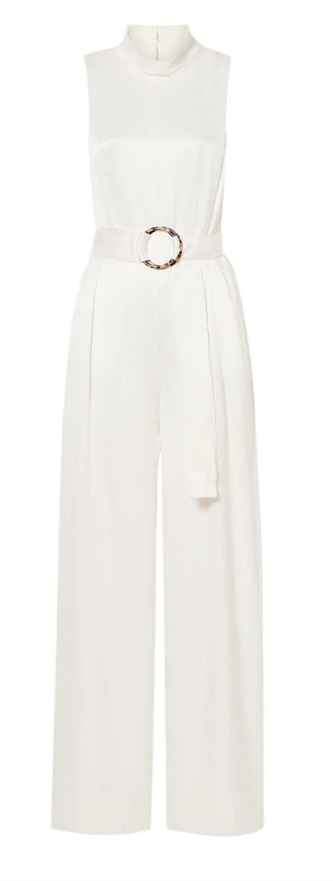 Sally Lapointe's white belted satin jumpsuit. 
