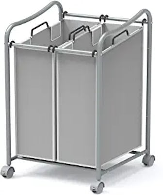 Simple Houseware 2-Bag Heavy Duty Rolling Laundry Sorter Cart