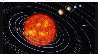 This space Zoom background is an illustration of the solar system. 