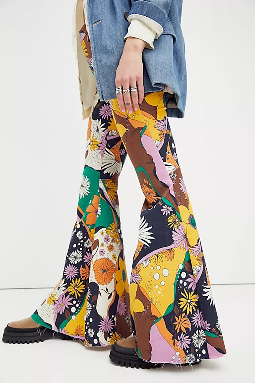 Just Float On Printed Flare Jeans