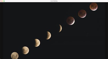 This space Zoom background shows the lunar phases of the moon. 
