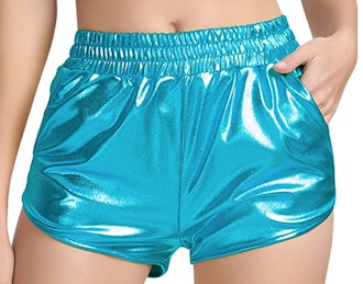 Amazon Perfashion Women's Metallic Shiny Shorts Sparkly Hot Yoga Outfit