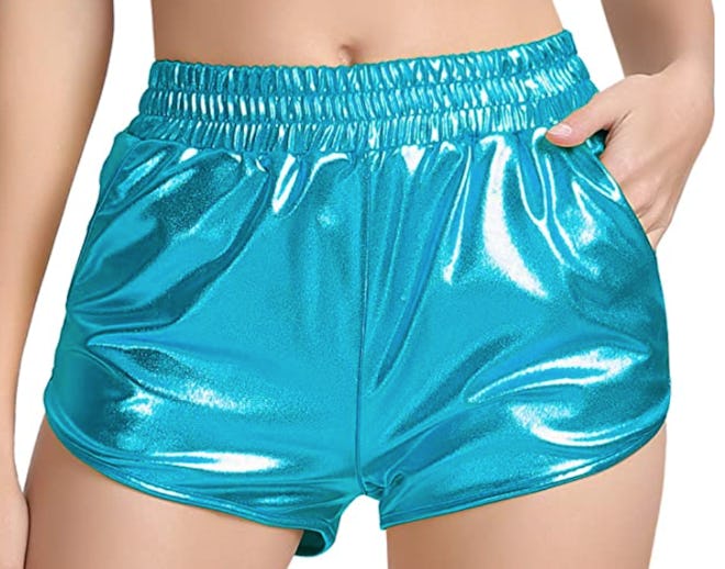 Amazon Perfashion Women's Metallic Shiny Shorts Sparkly Hot Yoga Outfit