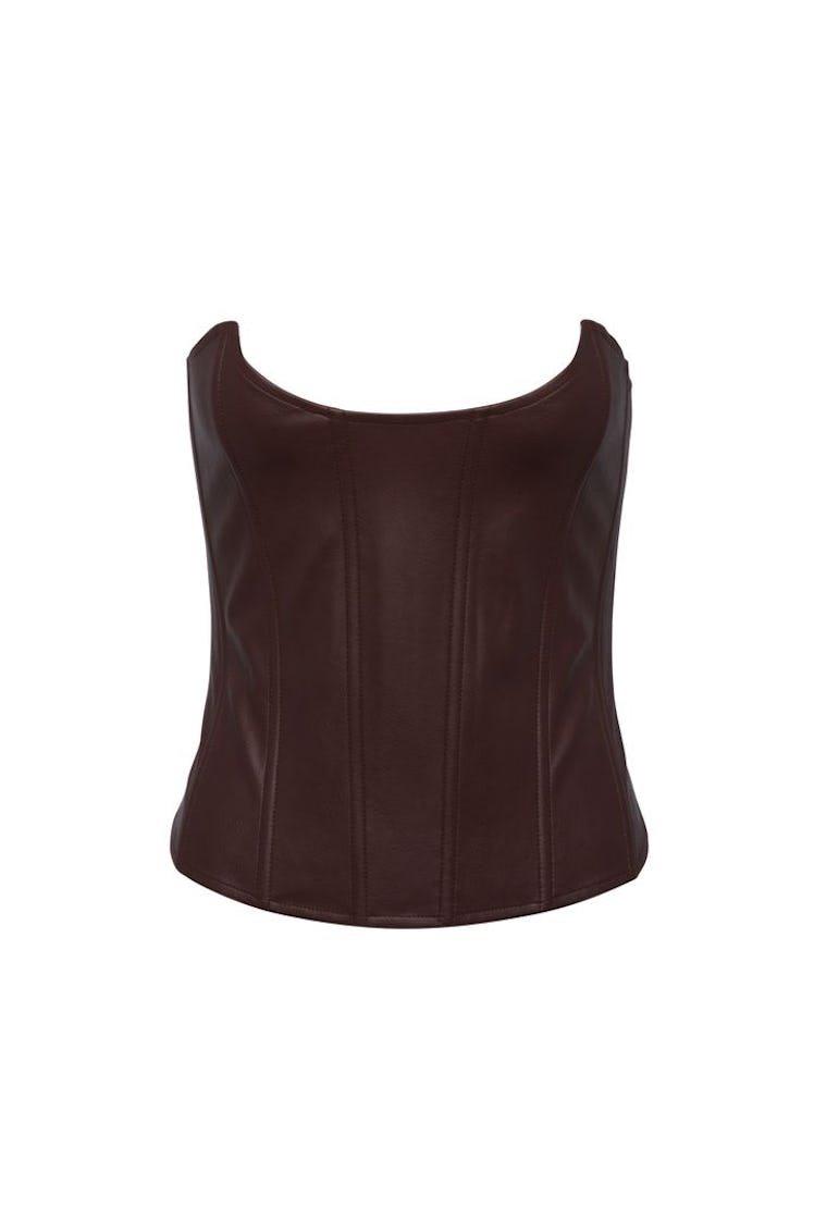 MIAOU's Leia corset in brown leather.