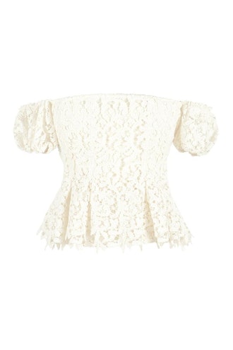Emilie Off-The-Shoulder Top in Guipure Ivory Lace from Brock Collection x Over The Moon.