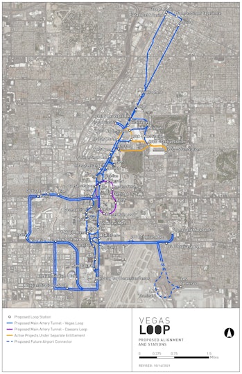 La boucle de Vegas prévue par The Boring Company pour la ville.