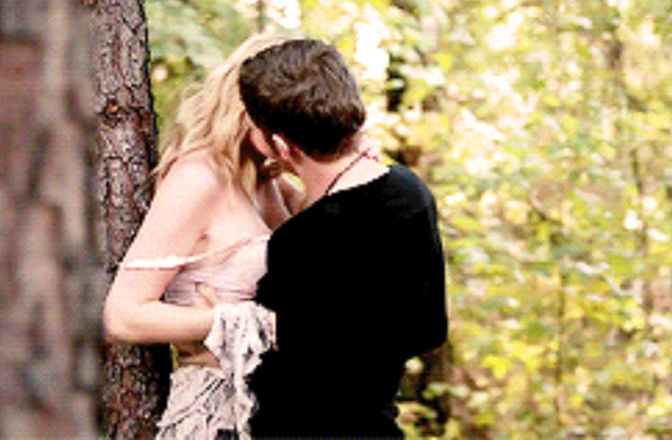 Candice King as Caroline Forbes and Joseph Morgan as Niklaus "Klaus" Mikaelson on The CW's 'Vampire ...