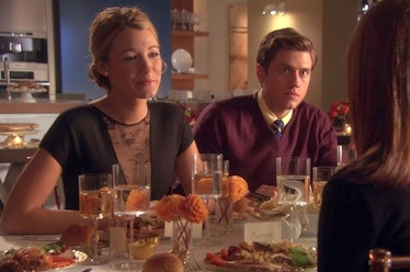 Blake Lively as Serena van der Woodsen ruling the Thanksgiving table on Gossip Girl