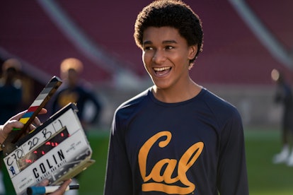 Jaden Michael as Colin Kaepernick behind the scenes during the filming of ' Colin In Black & White'