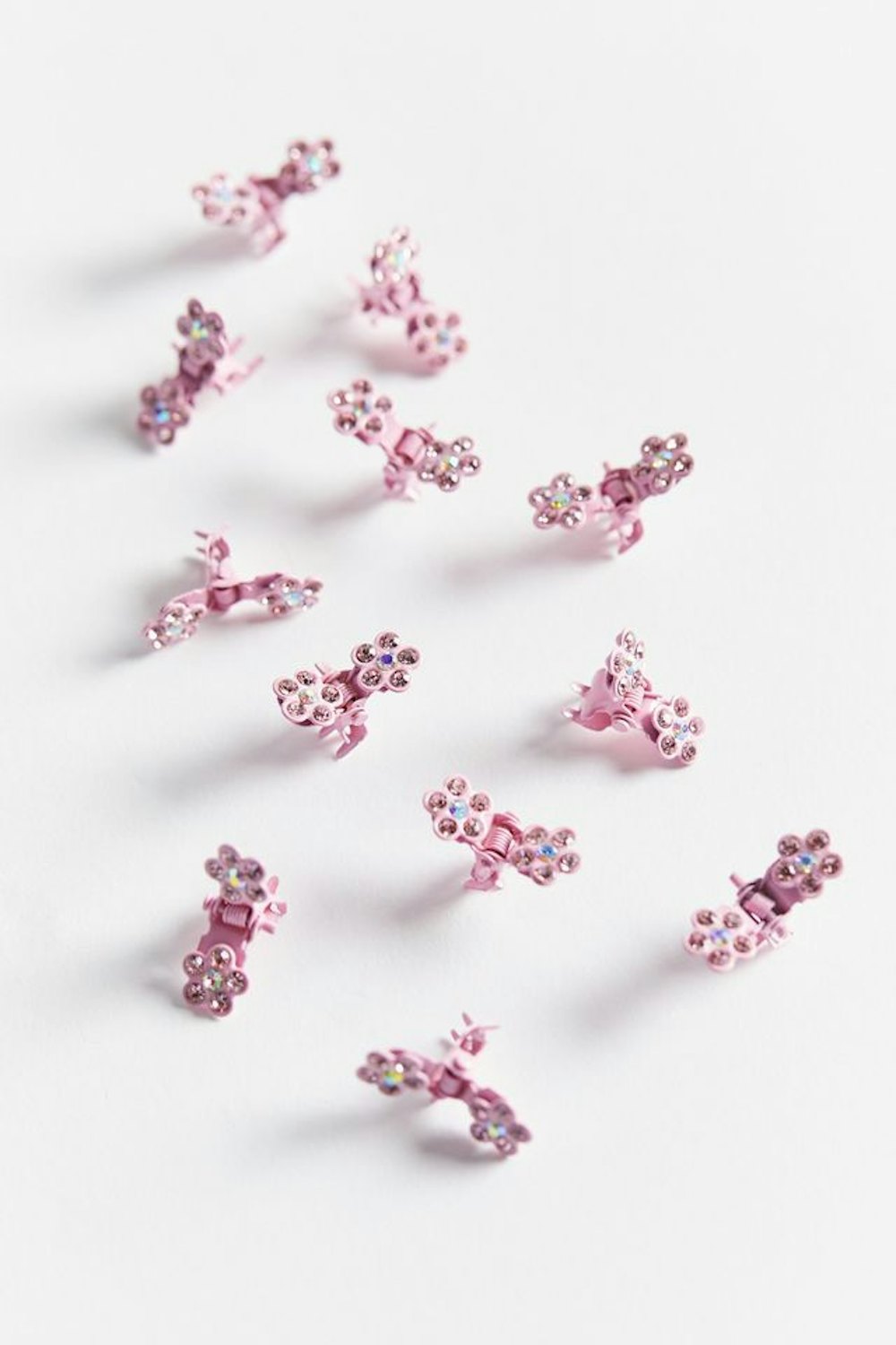 Mini Rhinestone Flower Claw Clip Set