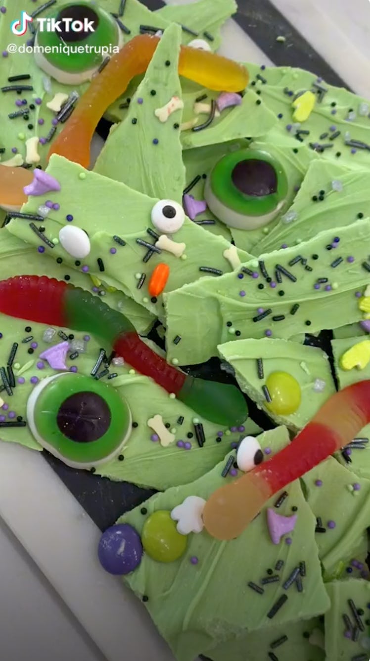 You can make witch's bark with this TikTok Halloween Cookie recipe.