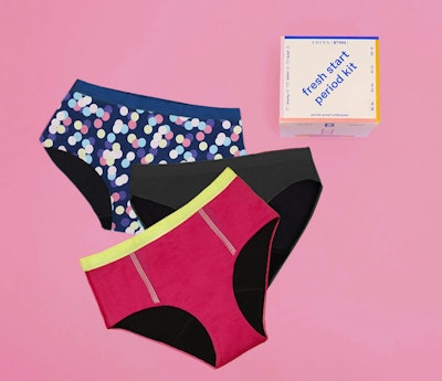 product image; three pairs of colorful period underwear