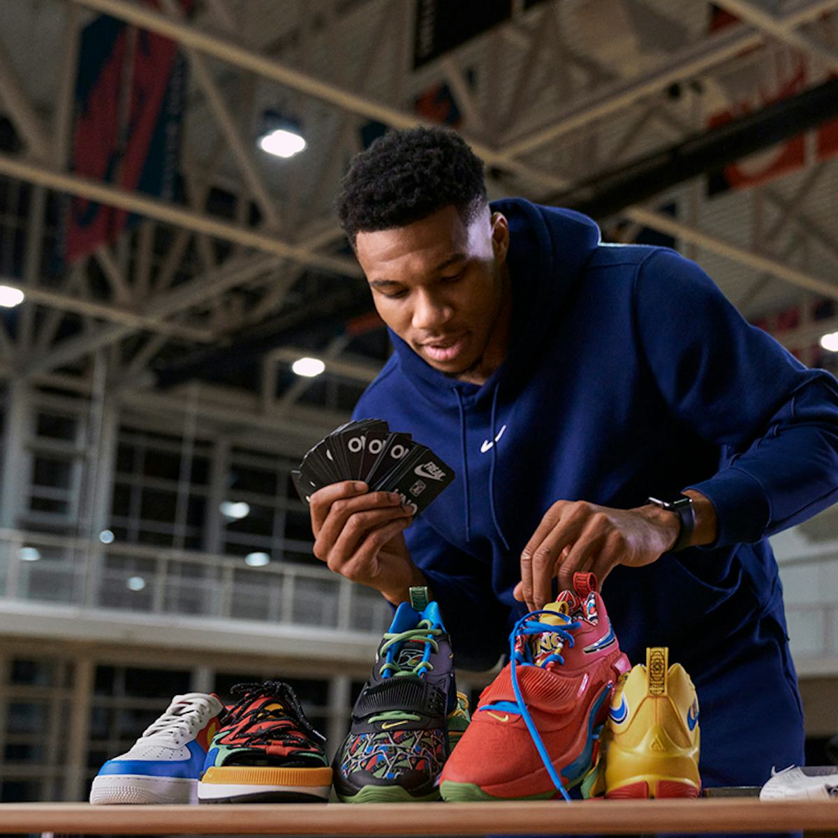 Nike and Giannis Antetokounmpo celebrate Uno with set of colorful sneakers