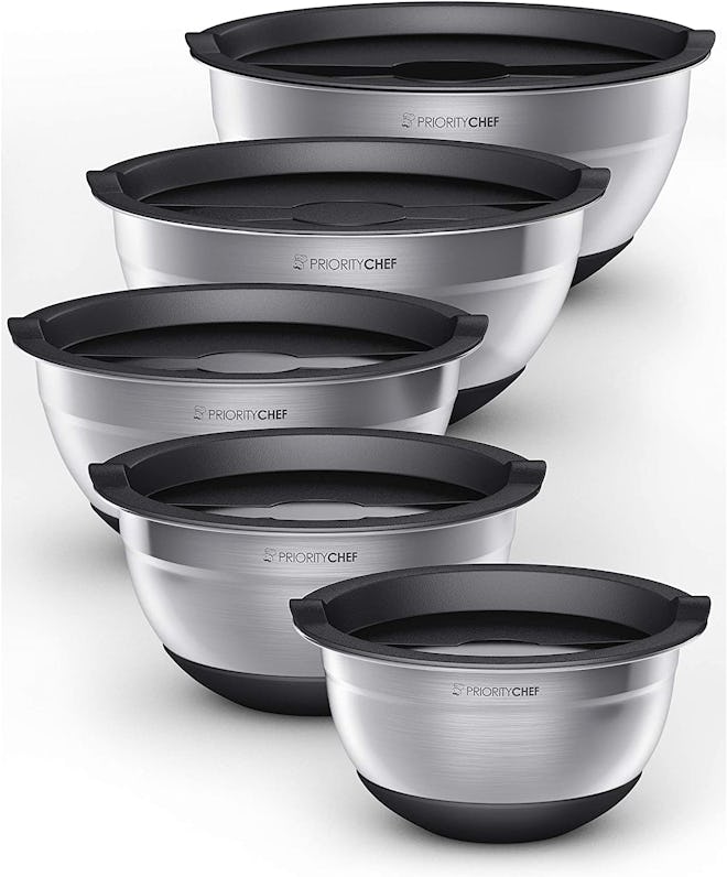  PriorityChef Stainless Steel Mixing Bowls With Lids (Set Of 5)