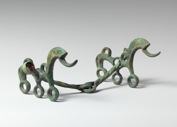The invention of horse bits and other bridle parts — like this one from 7th- to 8th-century B.C. Ita...