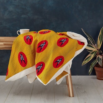 African print throw - Yellow Red Bird Throw