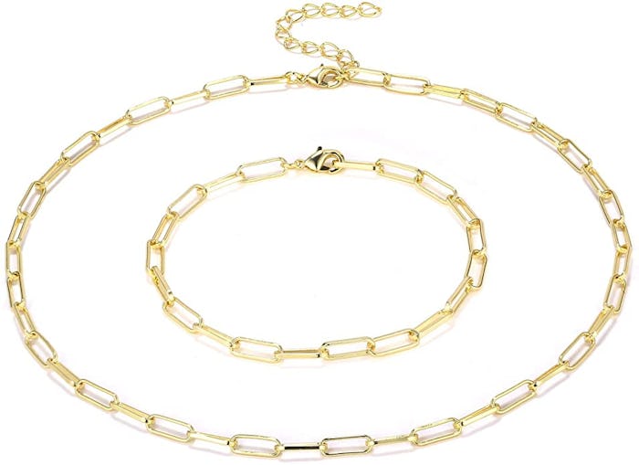 BOUTIQUELOVING 14K Gold Paperclip Chain Necklace 