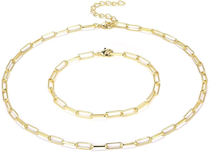 BOUTIQUELOVING 14K Gold Paperclip Chain Necklace 