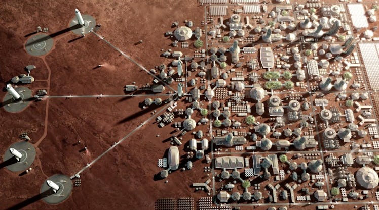 An artist's concept of the Mars city.