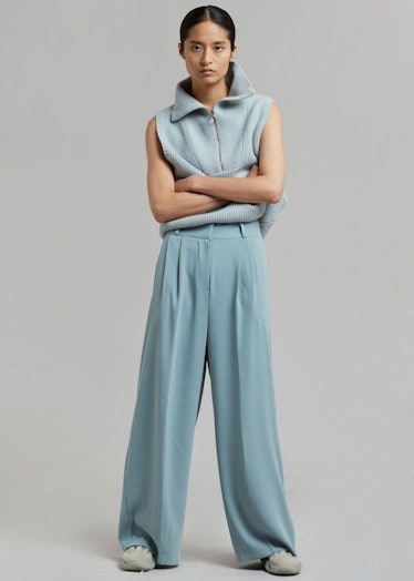 Cyra Pleated Trousers Bluestone