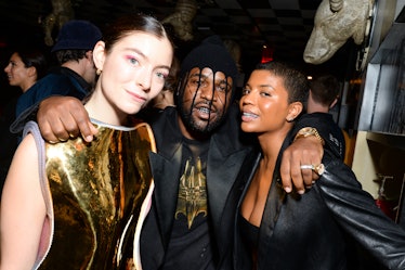 Lorde in a gold top, A$AP Ferg in a black Blazer and shirt and Renell Medrano in a black jacket