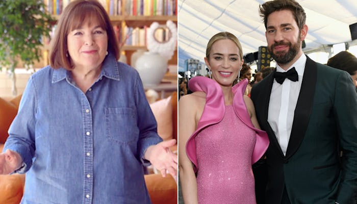 Emily Blunt says Ina Garten's roast chicken recipe made her husband fall in love with her.