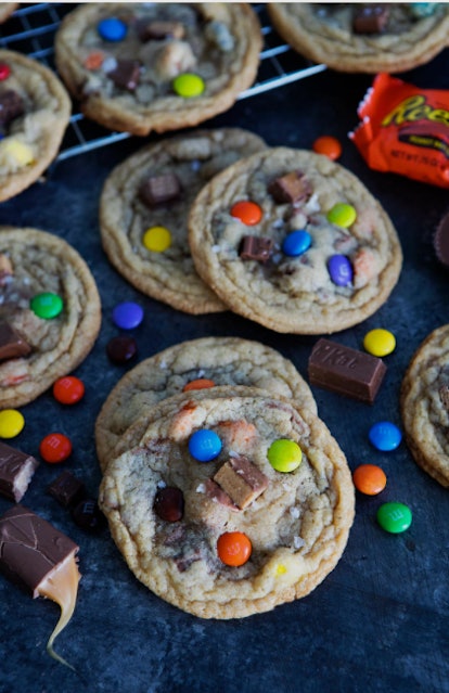This cookie recipe is one way to use leftover Halloween candy.