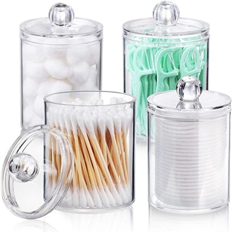 AOZITA Clear Plastic Apothecary Jars (4-Pack)