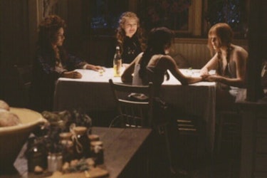 The aunts and the girls around a table