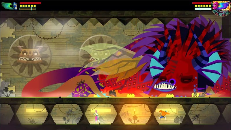 A screenshot from Guacamelee , the most unique side-scroller