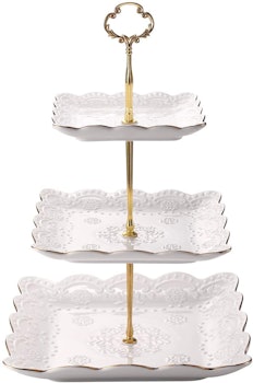 Sumerflos 3-Tier Square Porcelain Cake Stand