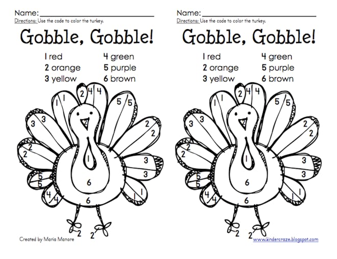 Easy To Do Thanksgiving Color By Number Page