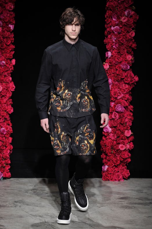 A model walks the runway at the Givenchy menswear fashion show