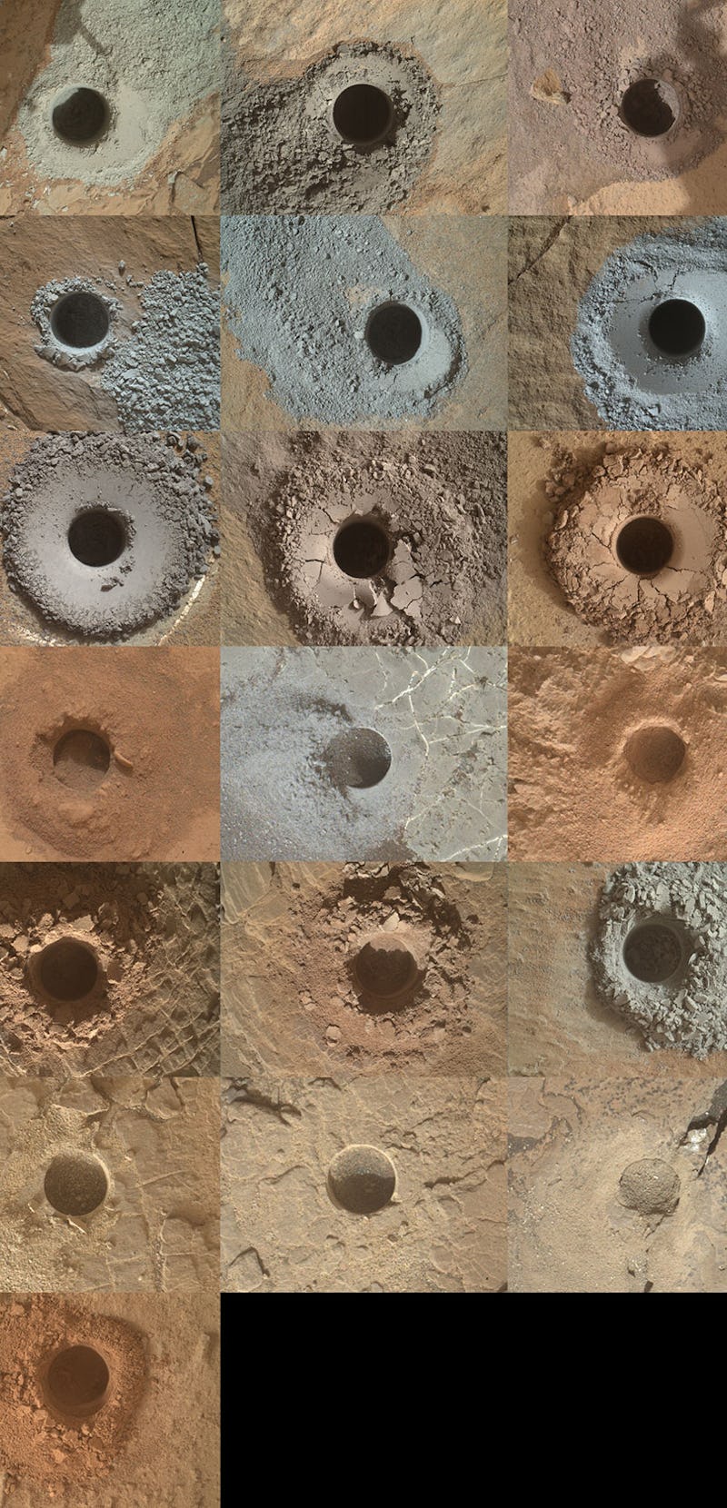 Curiosity drill holes