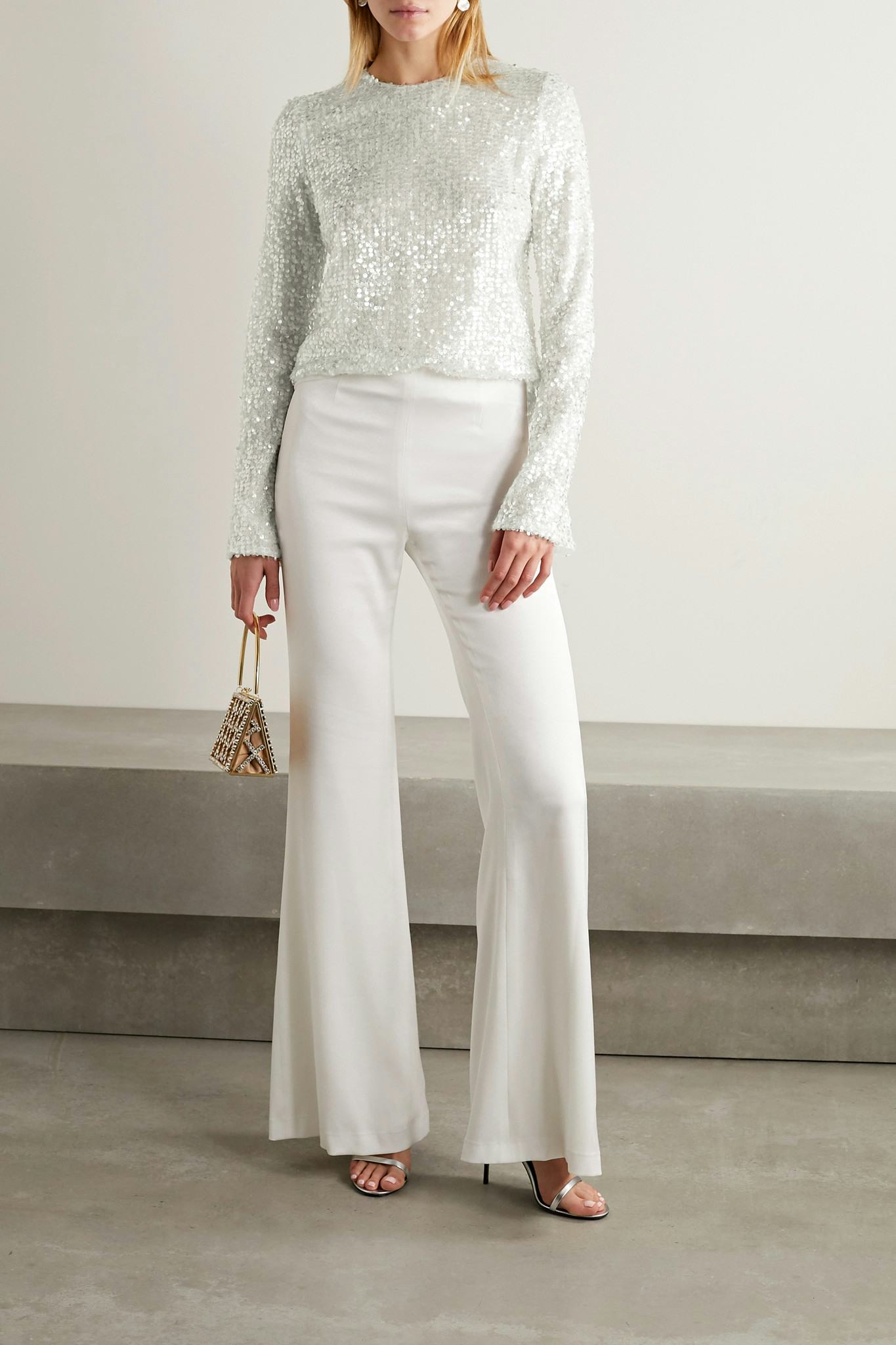 Galvan Sequined Metallic Tulle Top