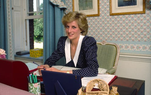 Princess Diana At Her Desk In Her Sitting Room At Home In Kensington Palace, London