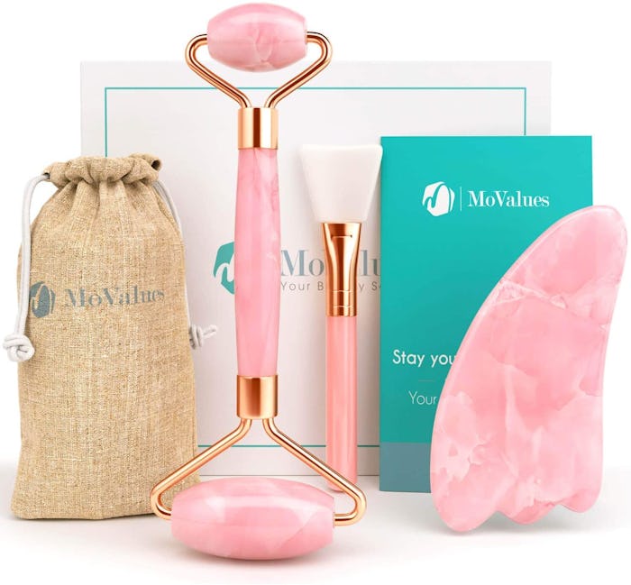 MoValues Jade Roller & Gua Sha Facial Set