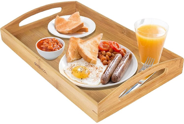 Greenco Rectangle Bamboo Butler Serving Tray