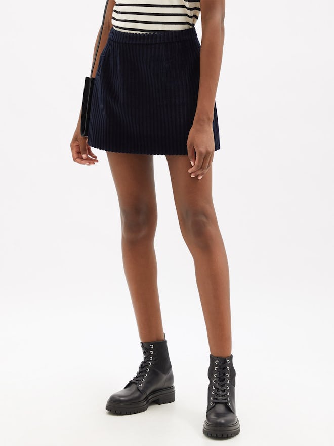 Red Valentino Flared Cotton-Corduroy Mini Skirt