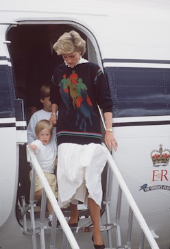 Princess Diana stepping off a plane in 1986.