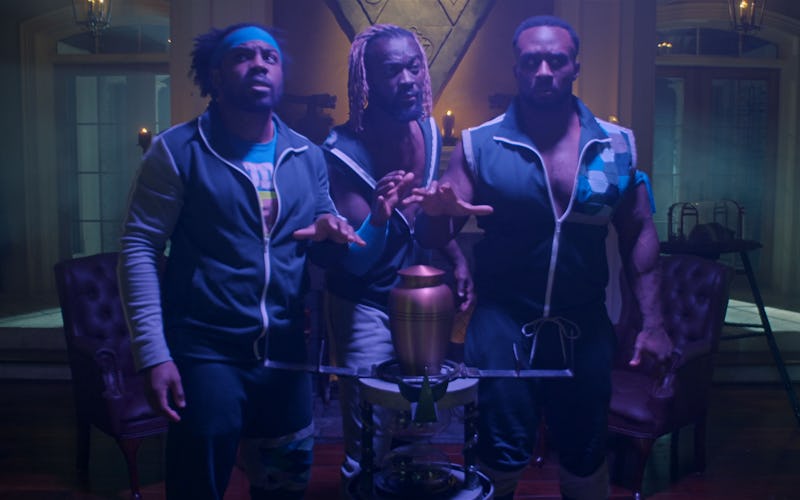 (L-R) Big E, Xavier Woods, and Kofi Kingston in 'Escape The Undertaker'. Photo courtesy of Netflix.