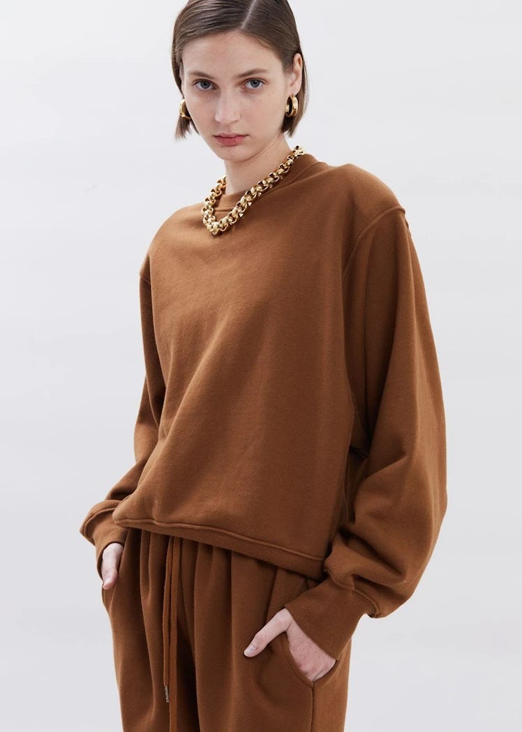 brown sweatshirt