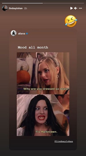 Lindsay Lohan gets into the October spirit on Mean Girls Day.