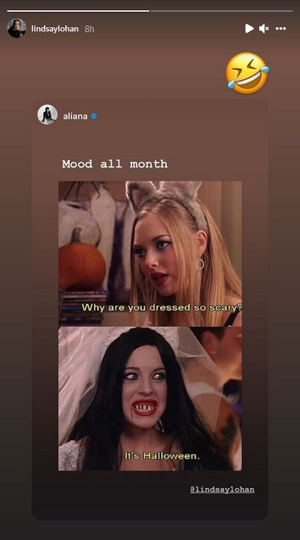 Lindsay Lohan gets into the October spirit on Mean Girls Day.