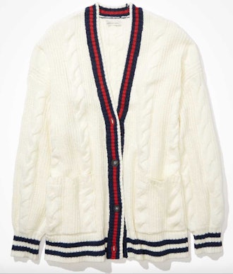 AE Oversized Cable Knit Button-Up Cardigan