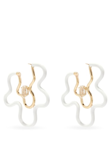 Flower Power 9kt Gold & Crystal Hoop Earrings