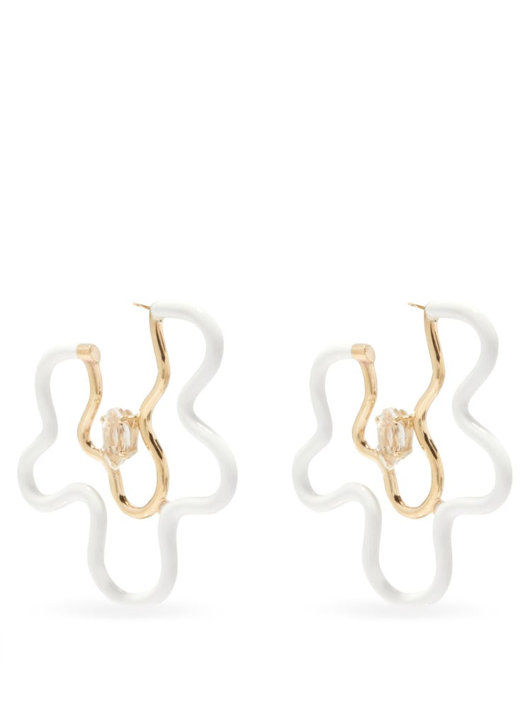 Flower Power 9kt Gold & Crystal Hoop Earrings