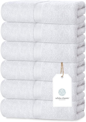 White Classic Luxury White Hand Towels (6-Pack)