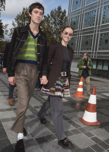 Ella Emhoff and Samuel Hines at Paris Fashion Week spring 2022. 